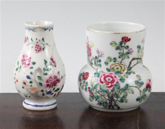 Two Chinese famille rose vases, 18th and 19th century, 10cm